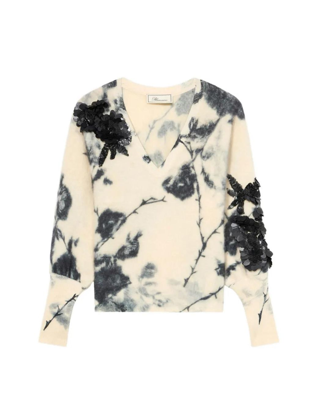 Cashmere and Wool Series - Tie-Dye Floral V-Neck