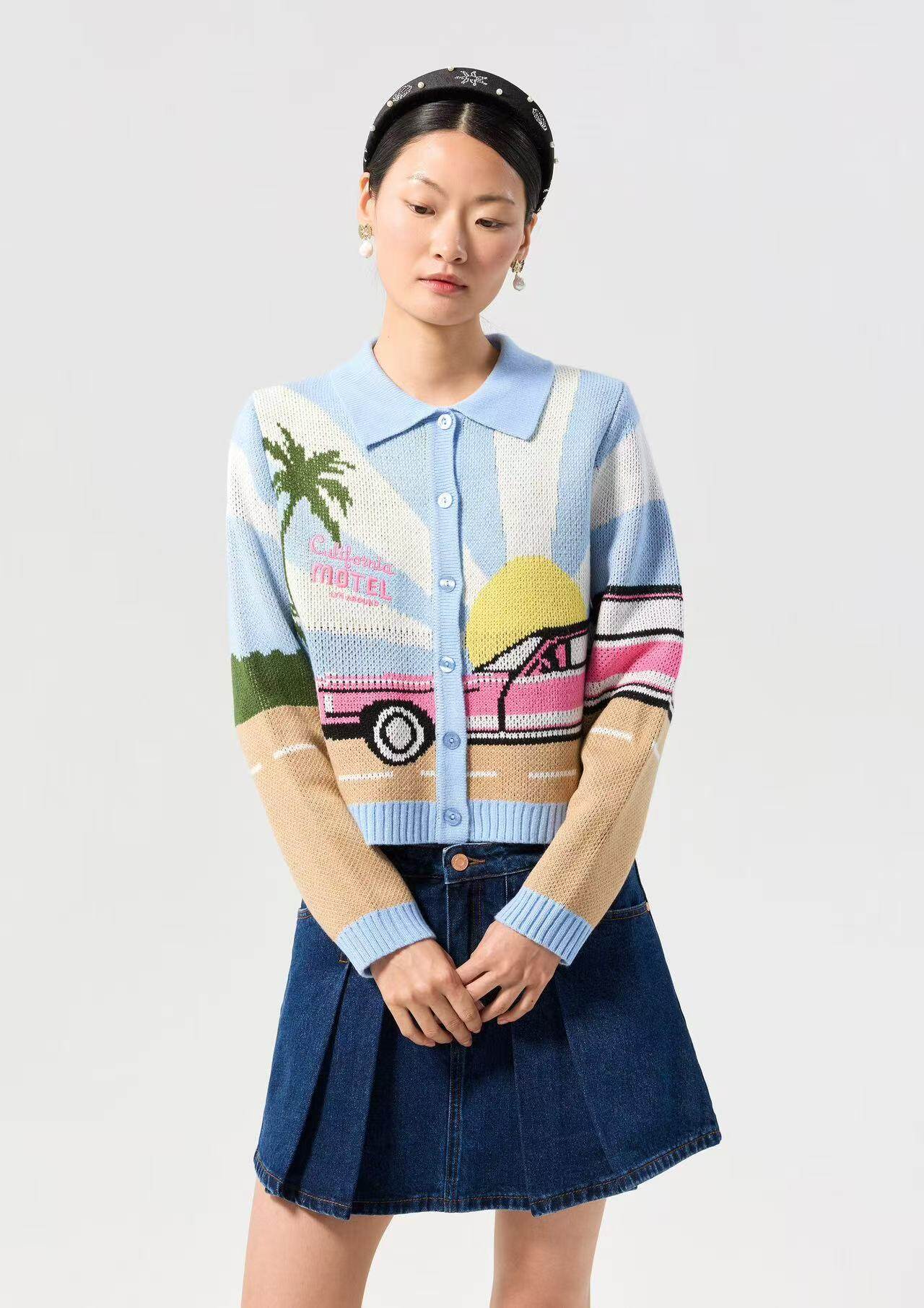 Jacquard Hanging Series - California Motel Cardigan Front
