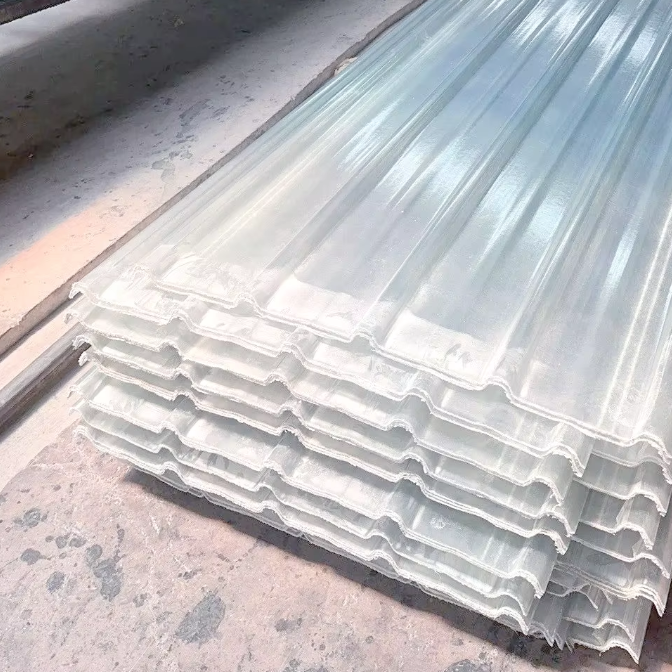 Transparent Fiberglass FRP Corrugated Roof Sheet, Clear GRP Daylight Roof Panel with Custom Cutting 