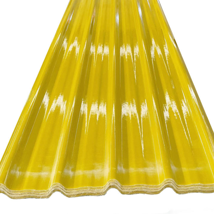 Anti-Corrosion Opaque Yellow FRP Corrugated Panel, UV Resistant Fiberglass Reinforced Plastic Wave 