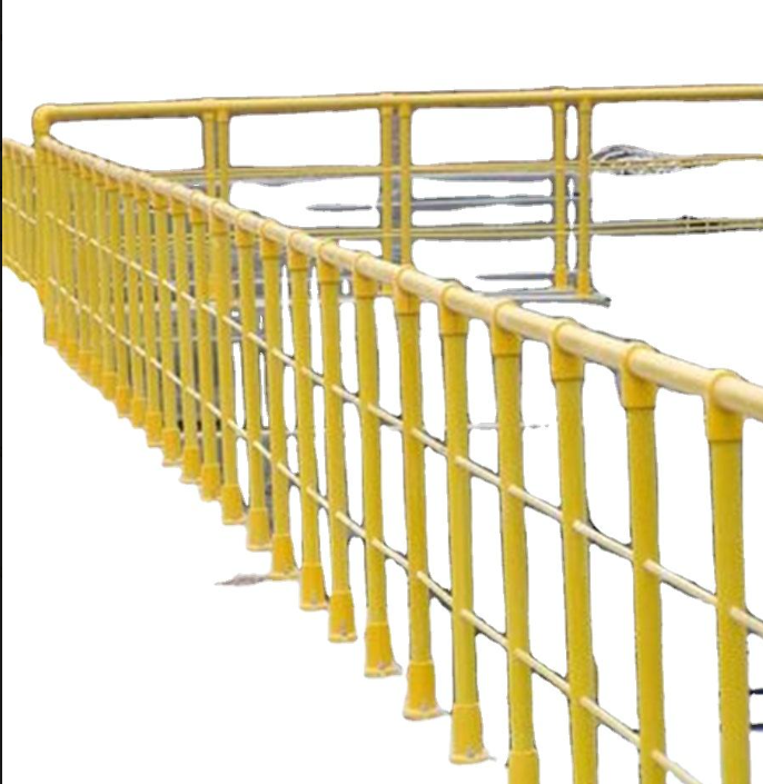 Pultruded GRP FRP Handrail Profiles, Anti-Slip Fiberglass Stair Railing Extruded Sections for Chemic