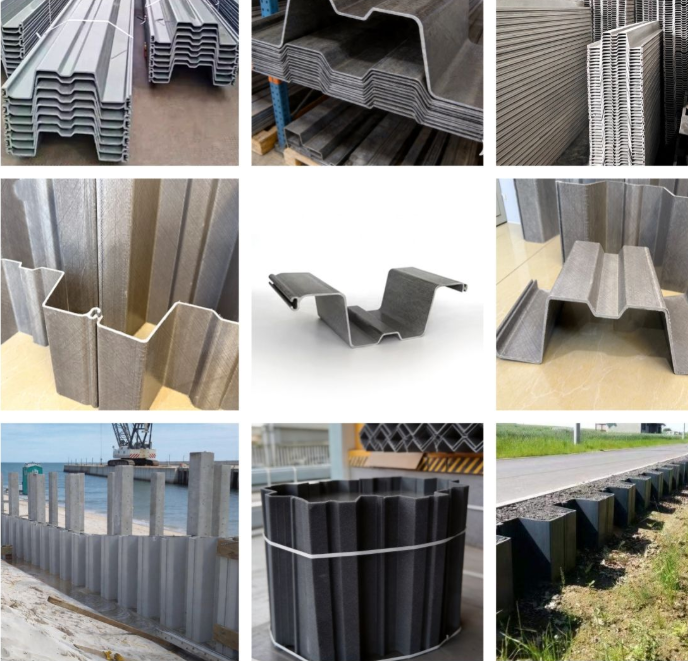 Pultruded FRP GRP U-Type Sheet Pile, Fiberglass Reinforced Plastic Interlocking Sheet Piling