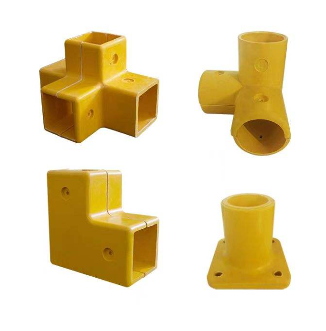 FRP Pipe Fittings, Fiberglass Elbow Tee Cross Connector Joints for Bridge & Stair Handrail Railing