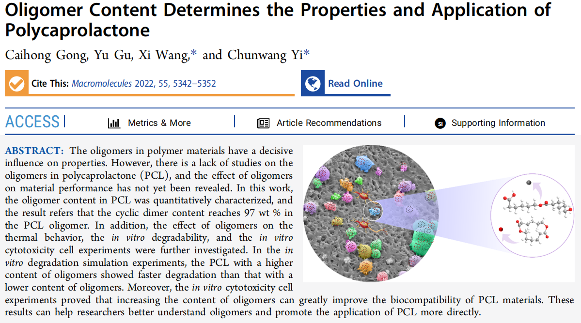 Oligomer Content Determines the Properties and Application of Polycaprolactone