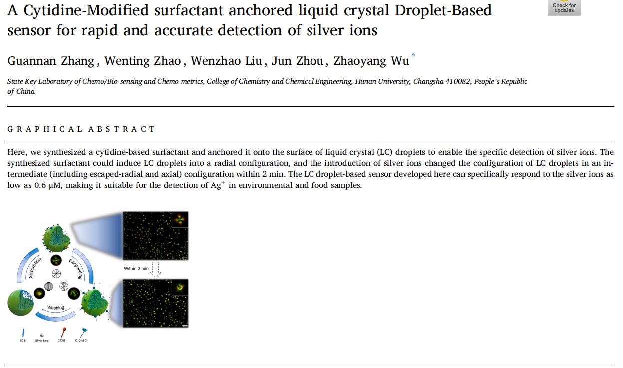 A Cytidine-Modified surfactant anchored liquid crystal Droplet-Based sensor for rapid and accurate detection of silver ions