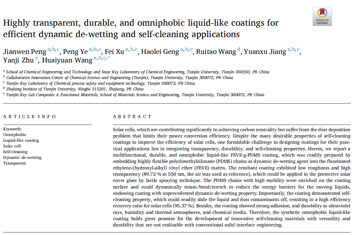 Highly transparent, durable, and omniphobic liquid-like coatings for efficient dynamic de-wetting and self-cleaning applications