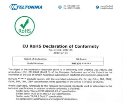 RoHS Compliance Statement