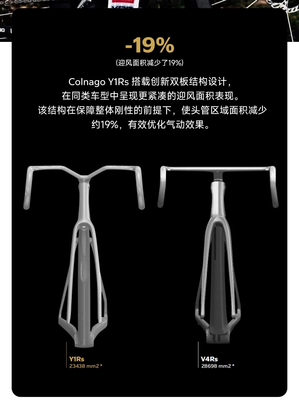 Y1Rs 与 V4Rs 双板结构迎风面积对比图