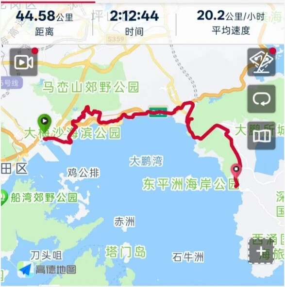 大鹏 711 骑行路线图高德地图轨迹