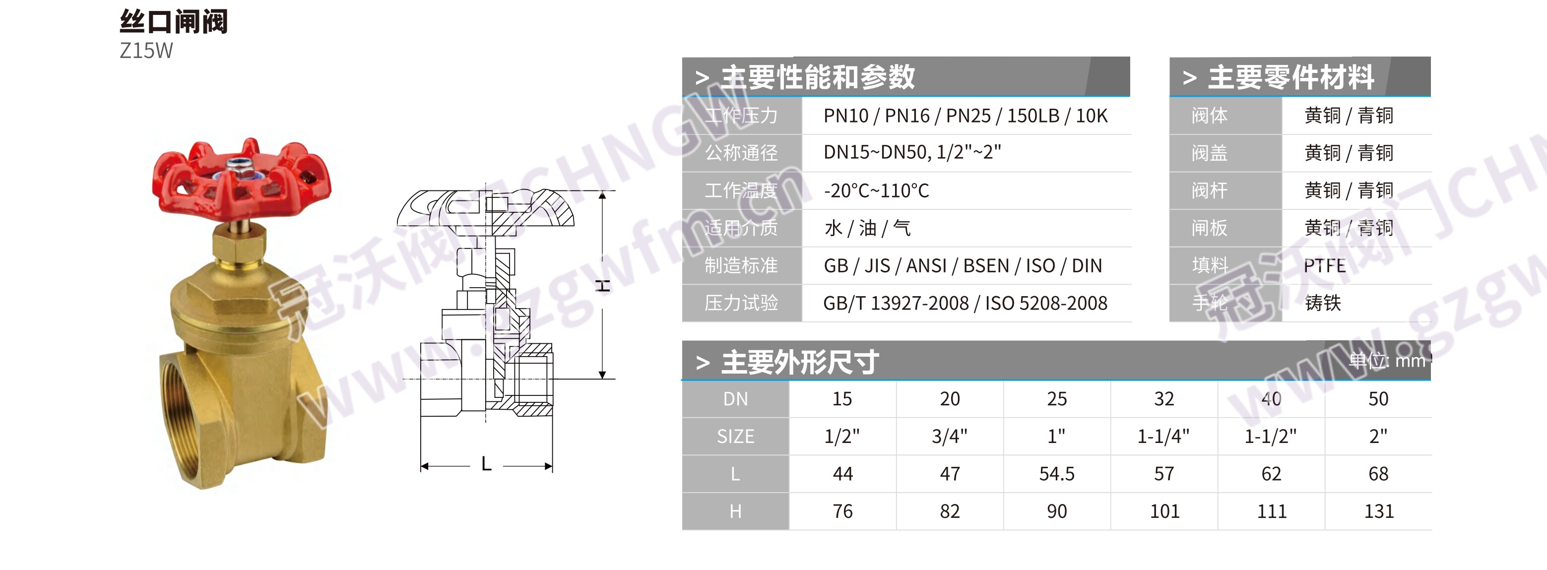 Z15W-10T黄铜闸阀 内螺纹黄铜闸阀 丝扣暗杆黄铜闸阀 水表前端铜闸阀 管道手动切断铜丝扣闸阀 技术参数