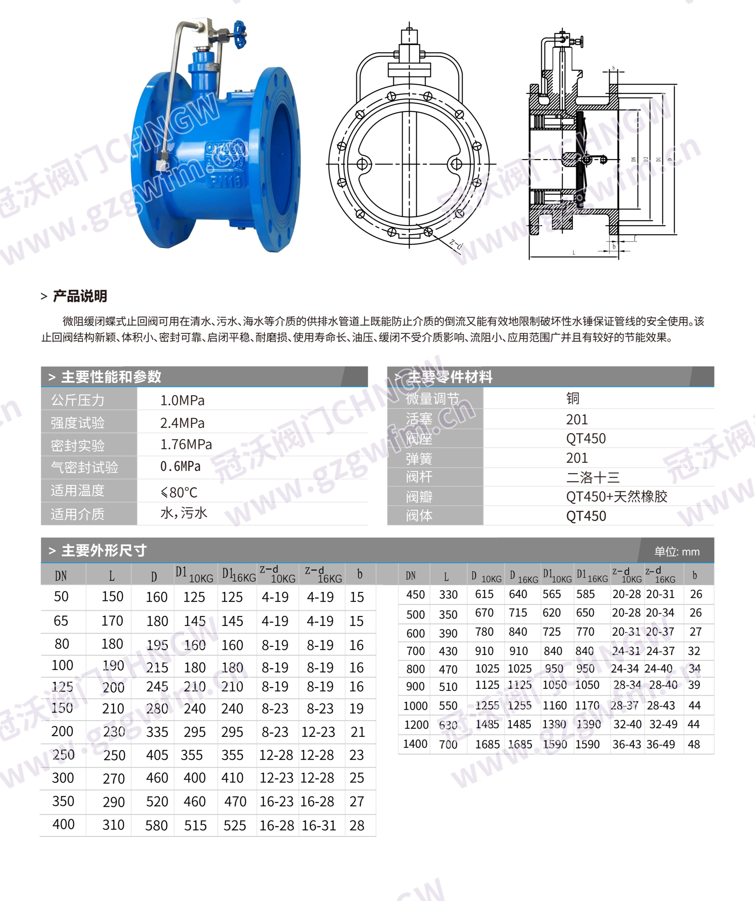 止回阀 Technical Specifications