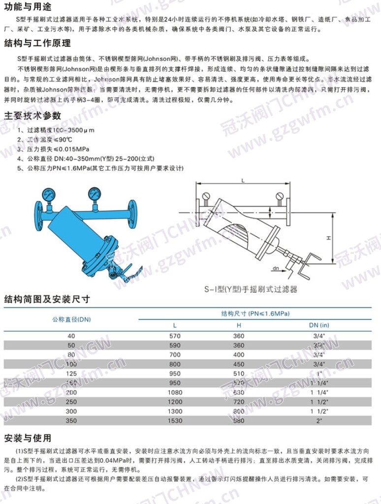 过滤器 技术参数