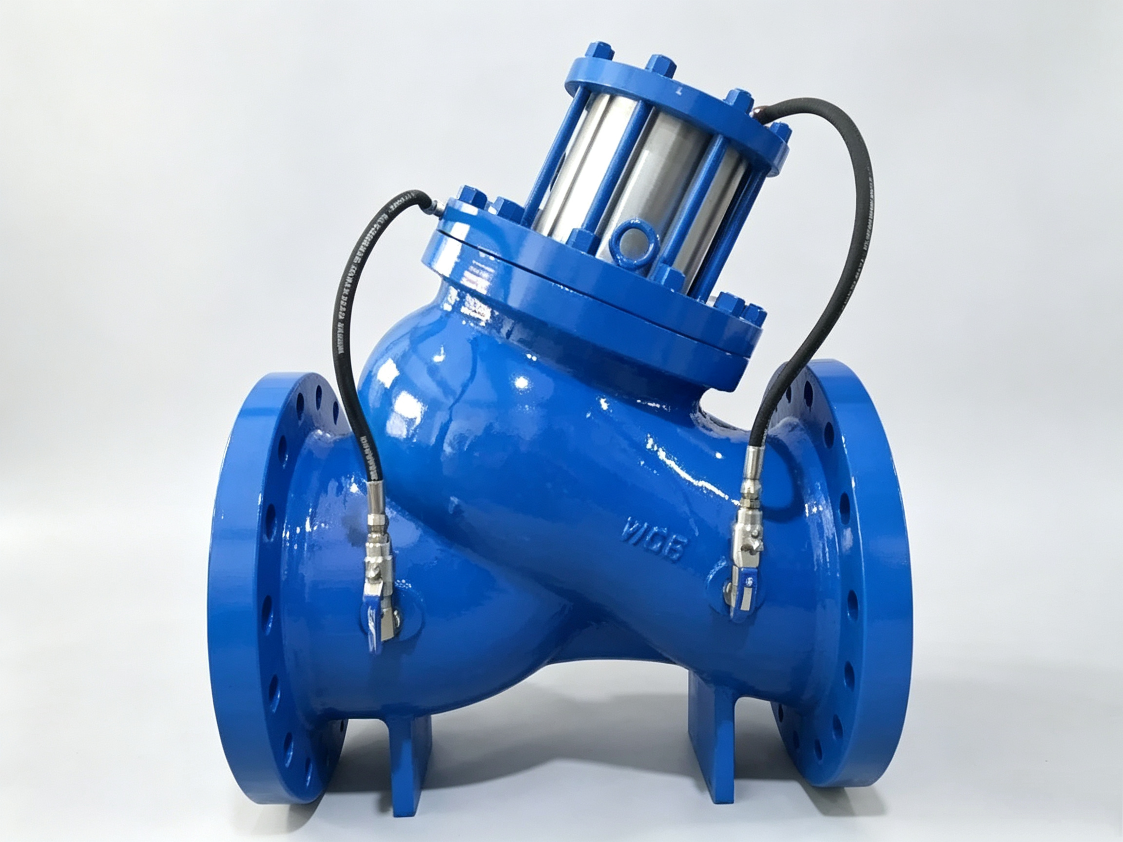  JD745X Piston Type Multifunctional Water Pump Control Valve, also known as JD745X multifunctional water pump control valve, piston slow-close pump control valve, multi-function check valve for pump outlet, water hammer eliminating valve, slow-opening & slow-closing pump control valve, DY300X multifunctional pump control valve