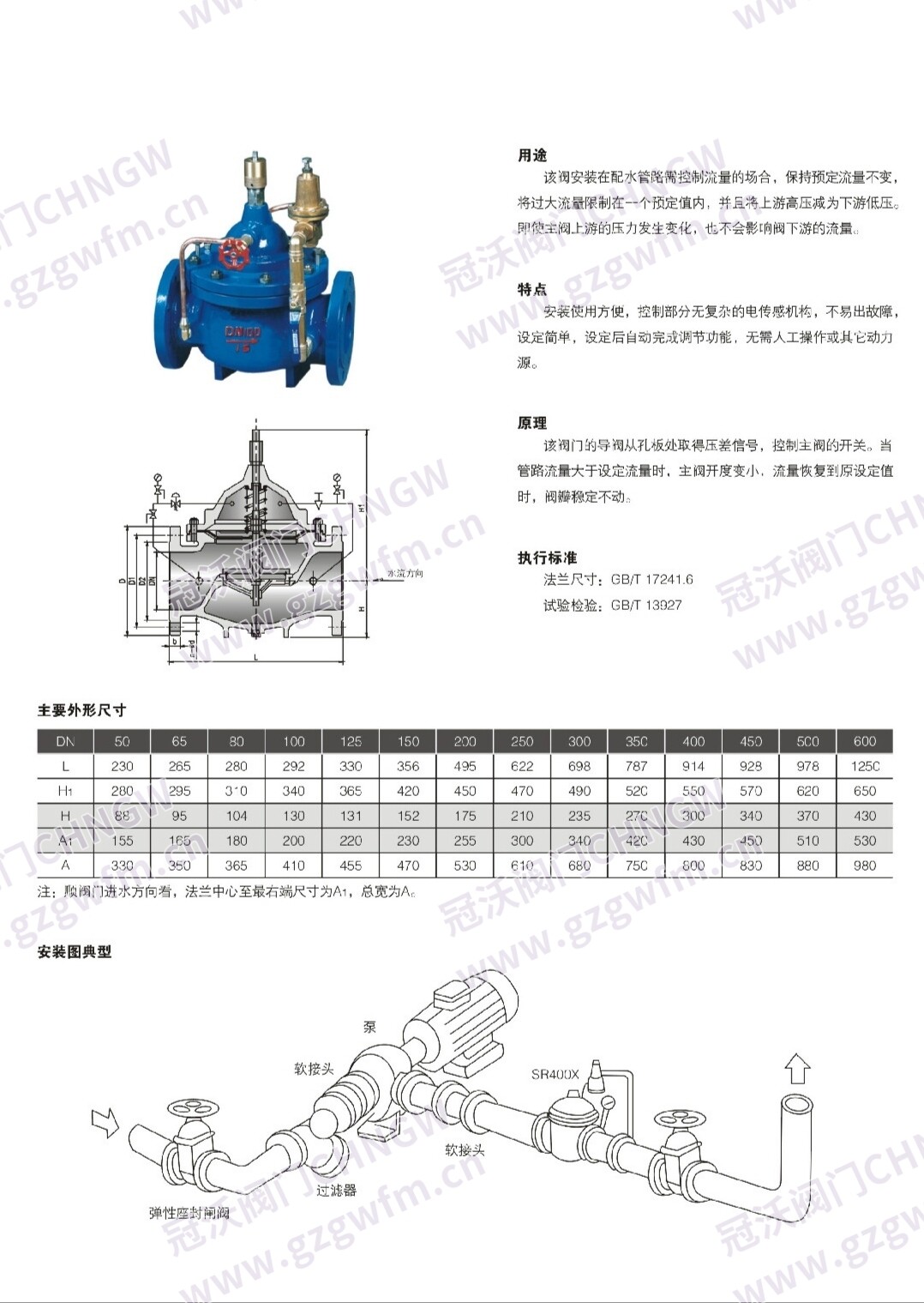 400X Flow Control Valve, 400X Hydraulic Flow Control Valve, 400X Constant Flow Control Valve, Pilot Operated Flow Regulating Valve, Pipeline Automatic Flow Limiting Valve, 400X Stainless Steel Flow Control Valve, 304/316/2205 Flow Regulating Valve Technical Specifications