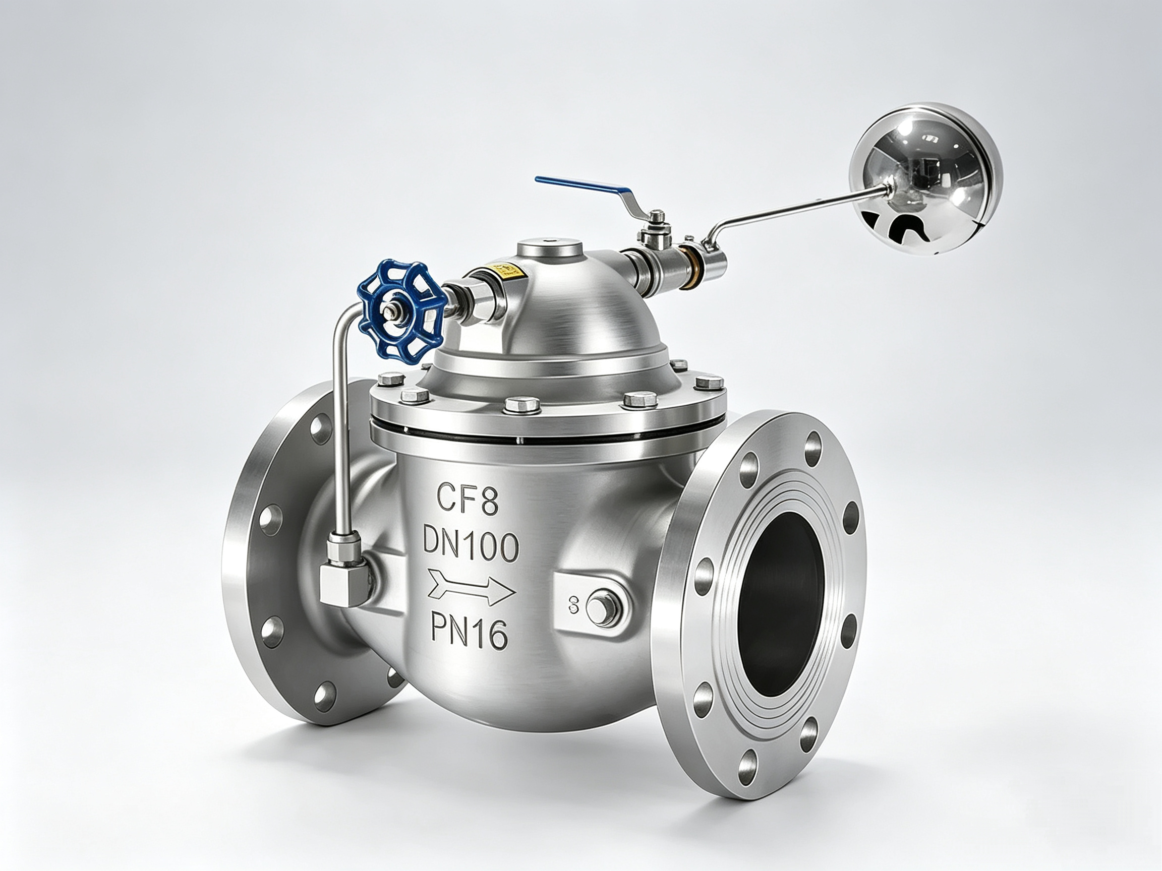 100X Stainless Steel Remote Float Valve, 100X Water Level Control Valve, Stainless Steel Hydraulic Float Valve, Remote Float Control Valve, Automatic Water Make-up Inlet Valve for Water Tower, Diaphragm Type Remote Float Valve, 304/316 Stainless Steel Float Valve