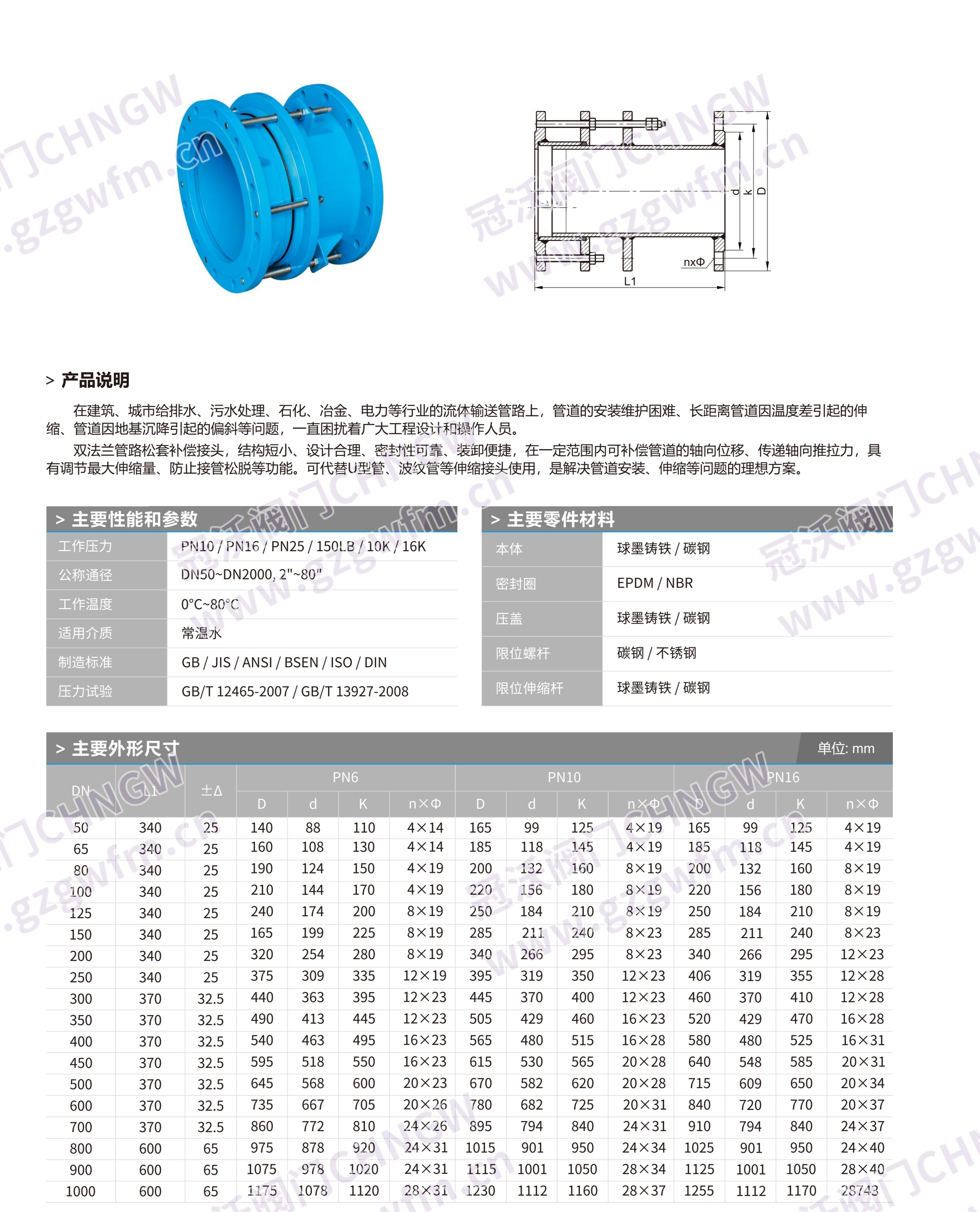 不锈钢限位伸缩接头 VSSJA‑2型限位伸缩器 304/316L钢制限位伸缩节 技术参数