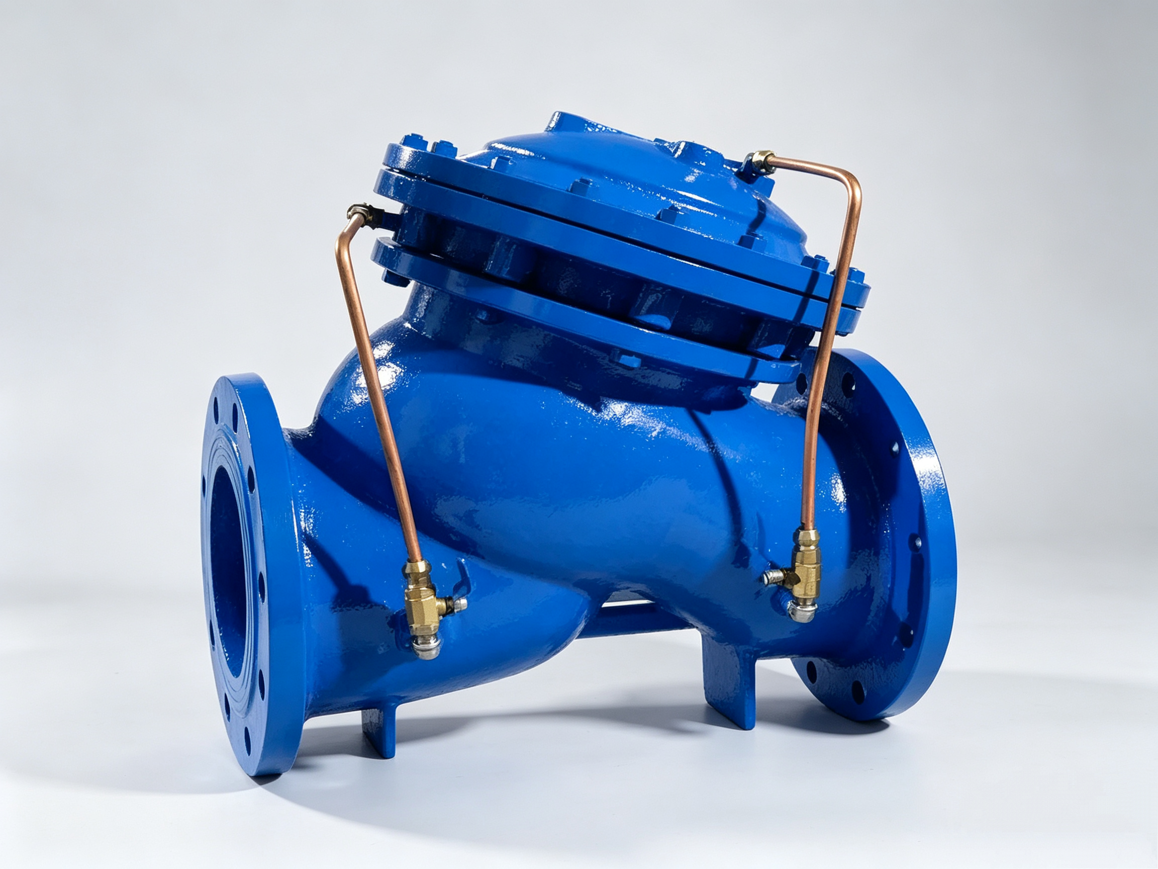 Model JD745X Diaphragm Type Multifunctional Water Pump Control Valve, also known as JD745X multifunctional water pump control valve, diaphragm slow-close pump control valve, multifunctional check valve for pump outlet, water hammer absorbing valve and slow-opening & slow-closing control valve
