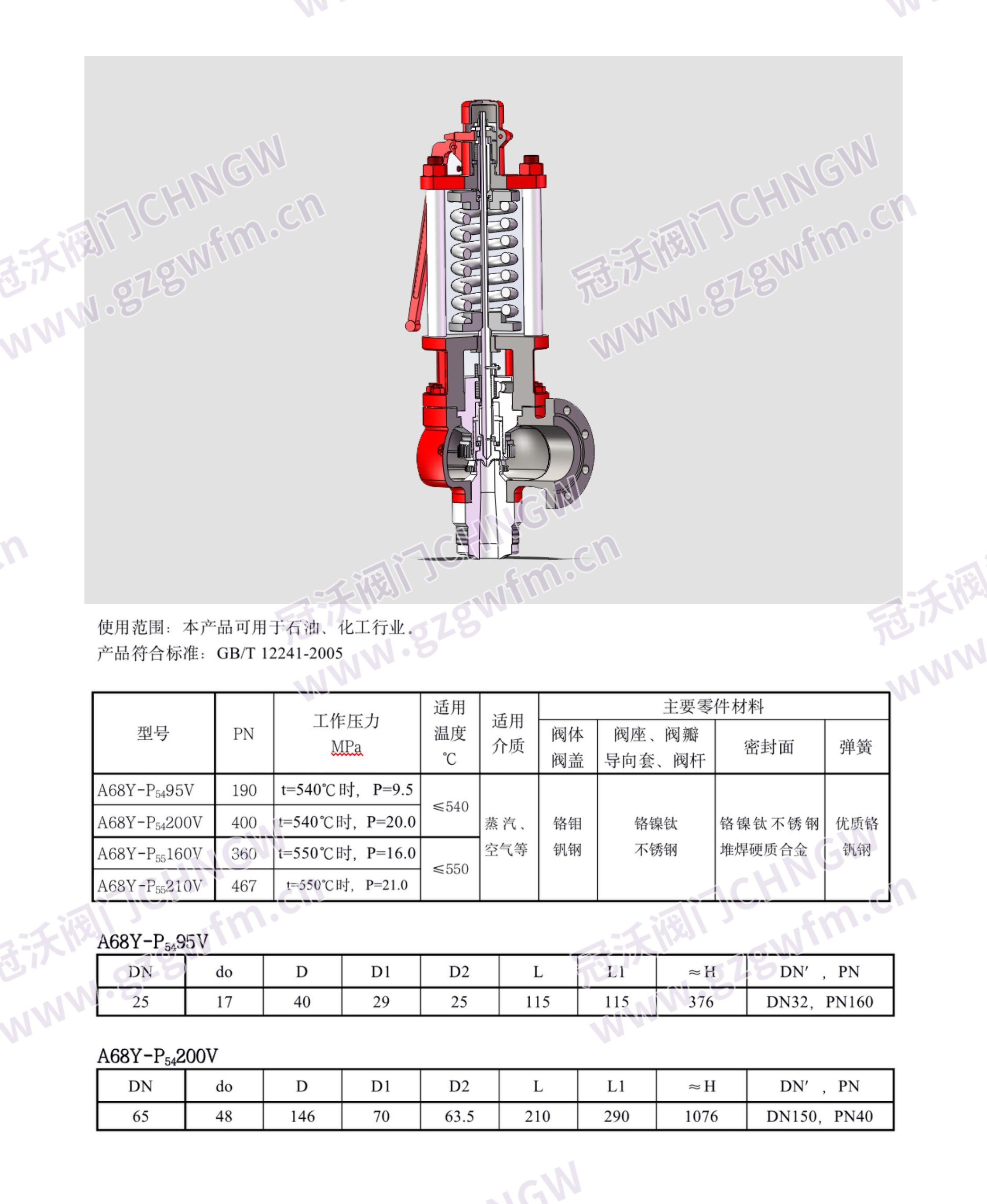 A68Y 高温高压安全阀|对焊弹簧全启带扳手铸钢电站锅炉蒸汽泄压阀 技术参数