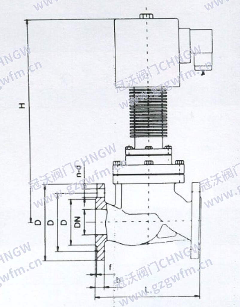 ZCG Stainless Steel Flange High Temperature 2-Way Solenoid Valve With Heat Sink Technical Specifications