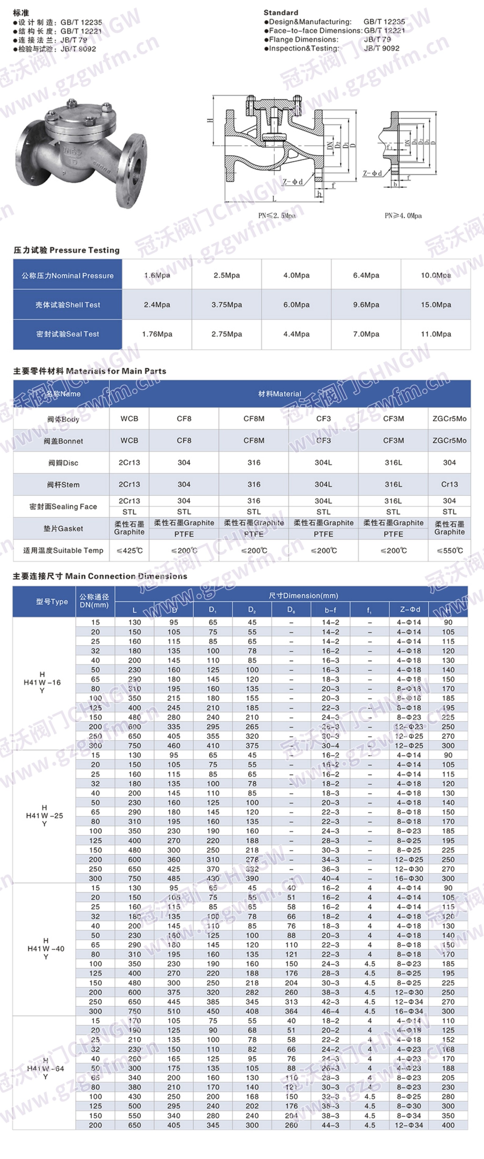 Stainless Steel Flanged Lift Check Valve Stainless Steel Lift Non-return Valve, Flanged Stainless Steel Lift Check Valve Technical Specifications