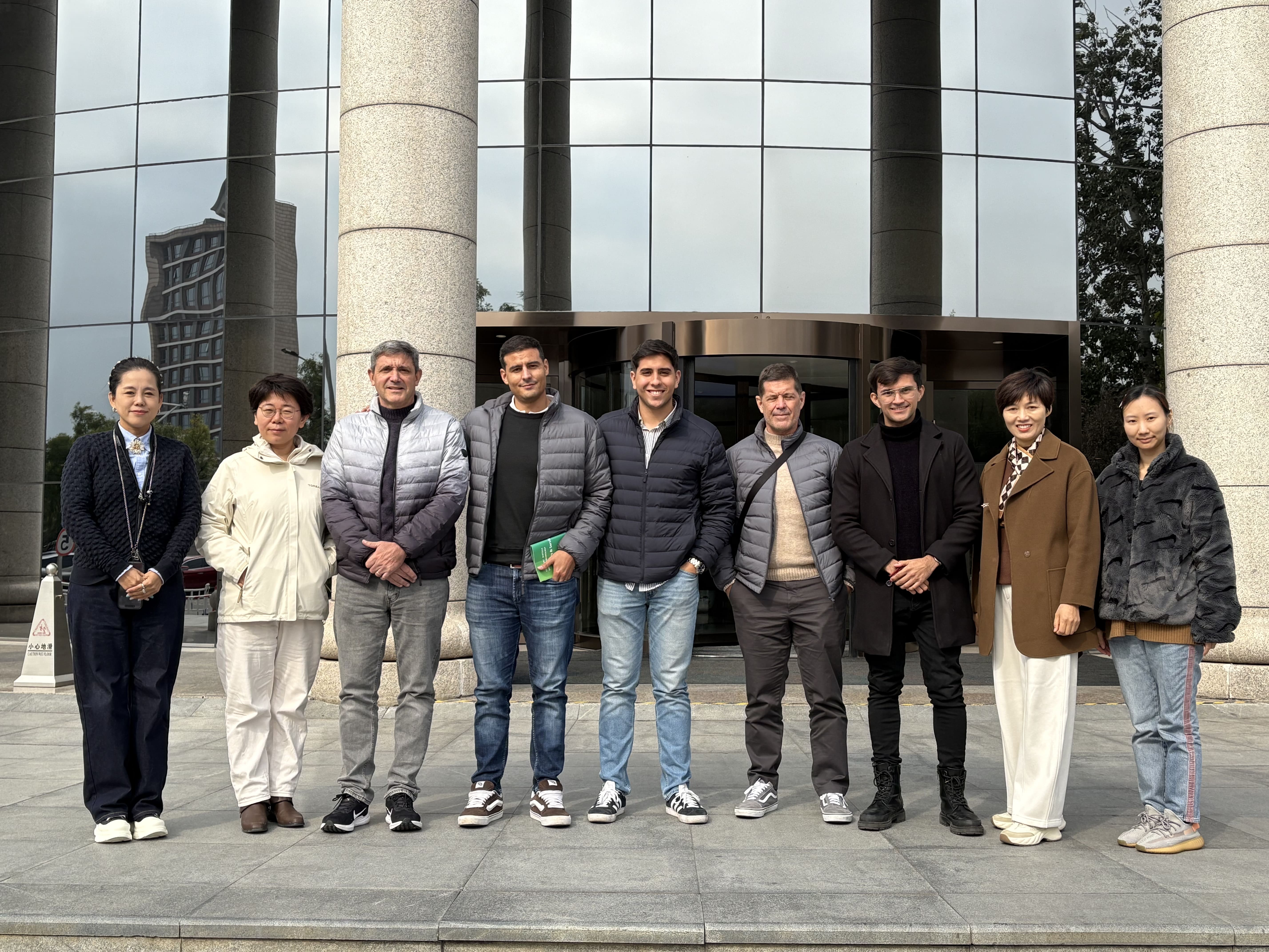 Corporate building visit by business delegation