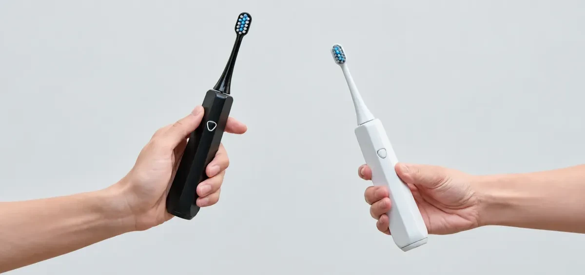 Electric toothbrush in black and white
