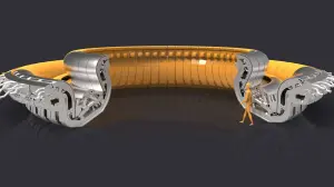 ITER divertor schematic: heat and particles converge along magnetic field lines onto the inner and outer vertical targets.
