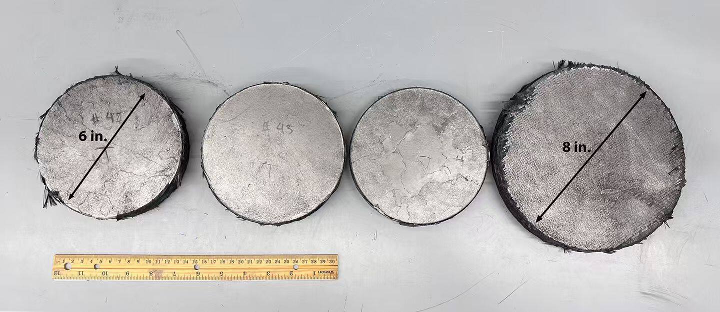 6-inch and 8-inch C/C composite samples fabricated by FAST CAR²