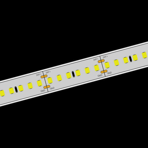 24V Solid Extrusion Long Cascading LED Strip 180LEDs/M Max. length 30M