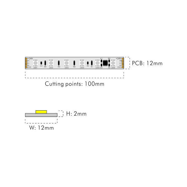 DMX RGB led strip 60LEDs/M DMX control protocol 24V 16W 12MM thumbnail 2