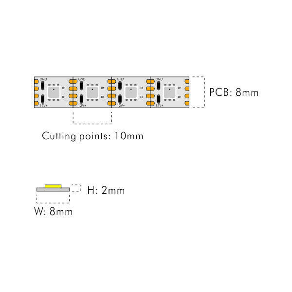 Free Cut SPI RGB LED Strip  Built-in IC 12V 12W 100LEDs/M thumbnail 2