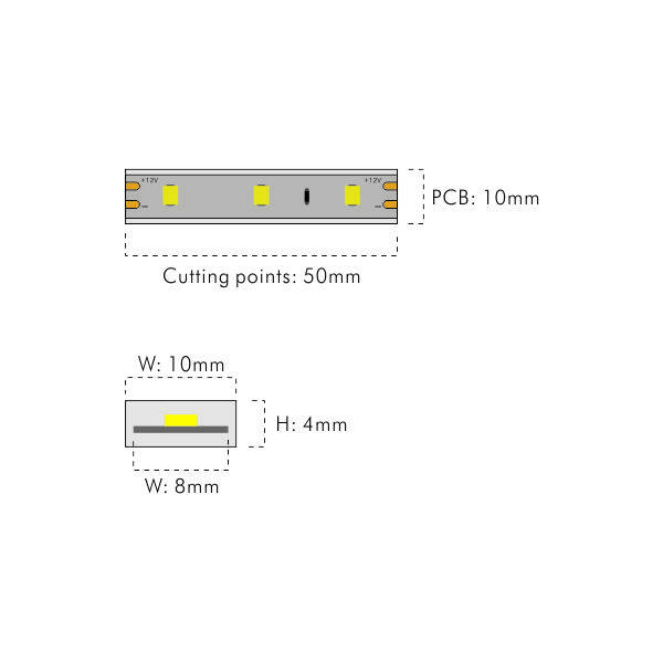 12V Silicone Solid Extrusion LED Strip 5400K 60LEDs/M PCB8MM thumbnail 2