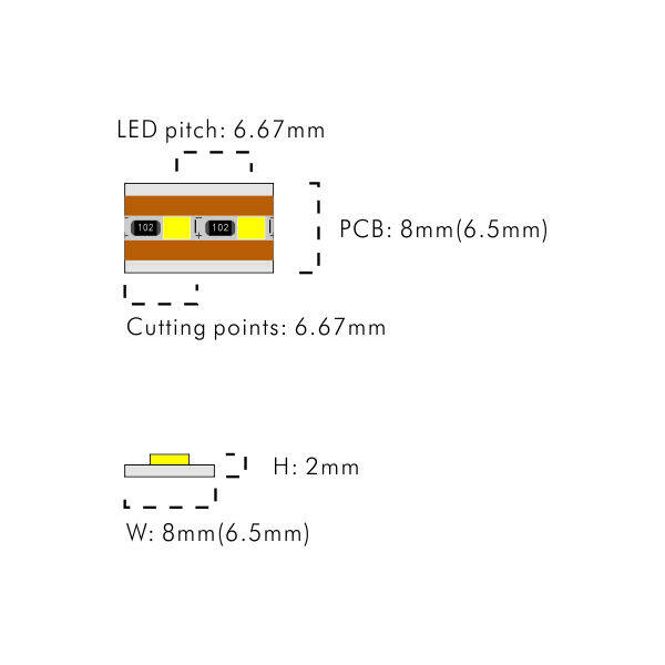 Free Cut LED Strip 150LEDs/M PCB 6.5mm8mm 3000K 4000K 6000K thumbnail 2