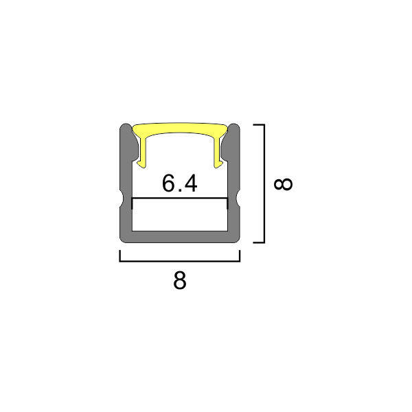 Small Size Recessed Cabinet Light, 8×8mm Slot Dimension, PC Diffuser thumbnail 2