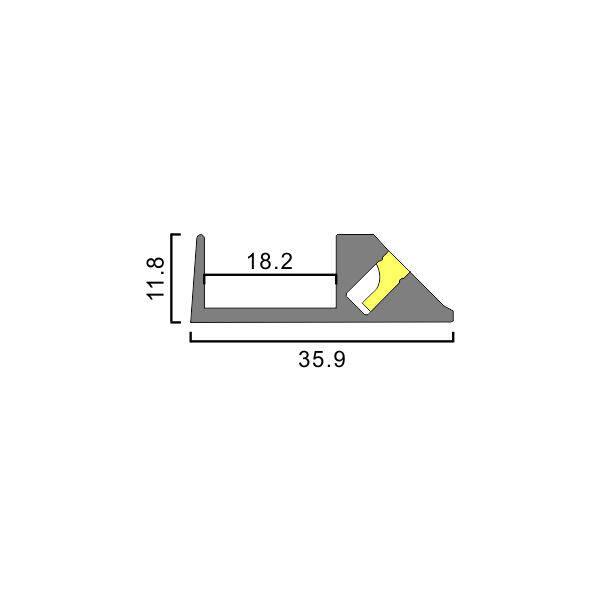 Front-edge shelf light 45° oblique light emission Silicone cover thumbnail 2