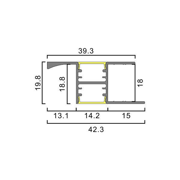 Handle-free Drawer Light Strip Bar Double‑sided Light Emission For 18 mm wood board thumbnail 2