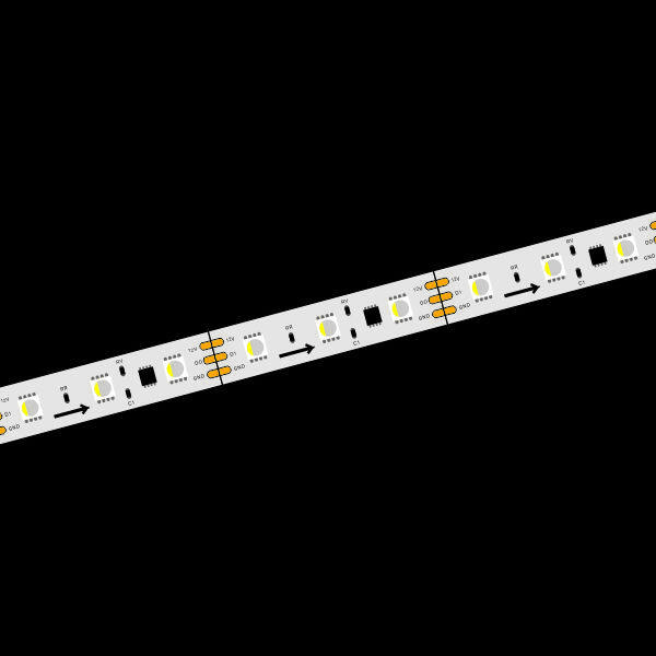 SPIRGBW LED STRIP 60LEDs/M SPI control protocol 12V 16W PCB12mm