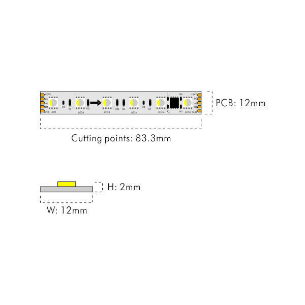 DMXRGBW LED STRIP 24V 16W 12mm DMX control protocol 84LEDs/M thumbnail 2
