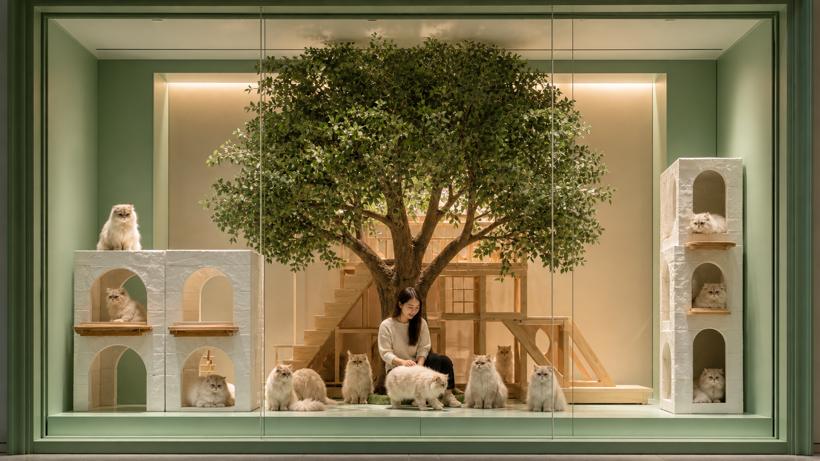 Glass Display Cabinet Cat Tree