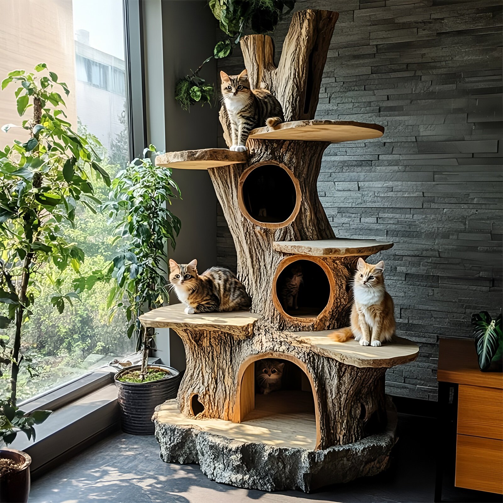 Stone Texture Cat Tower