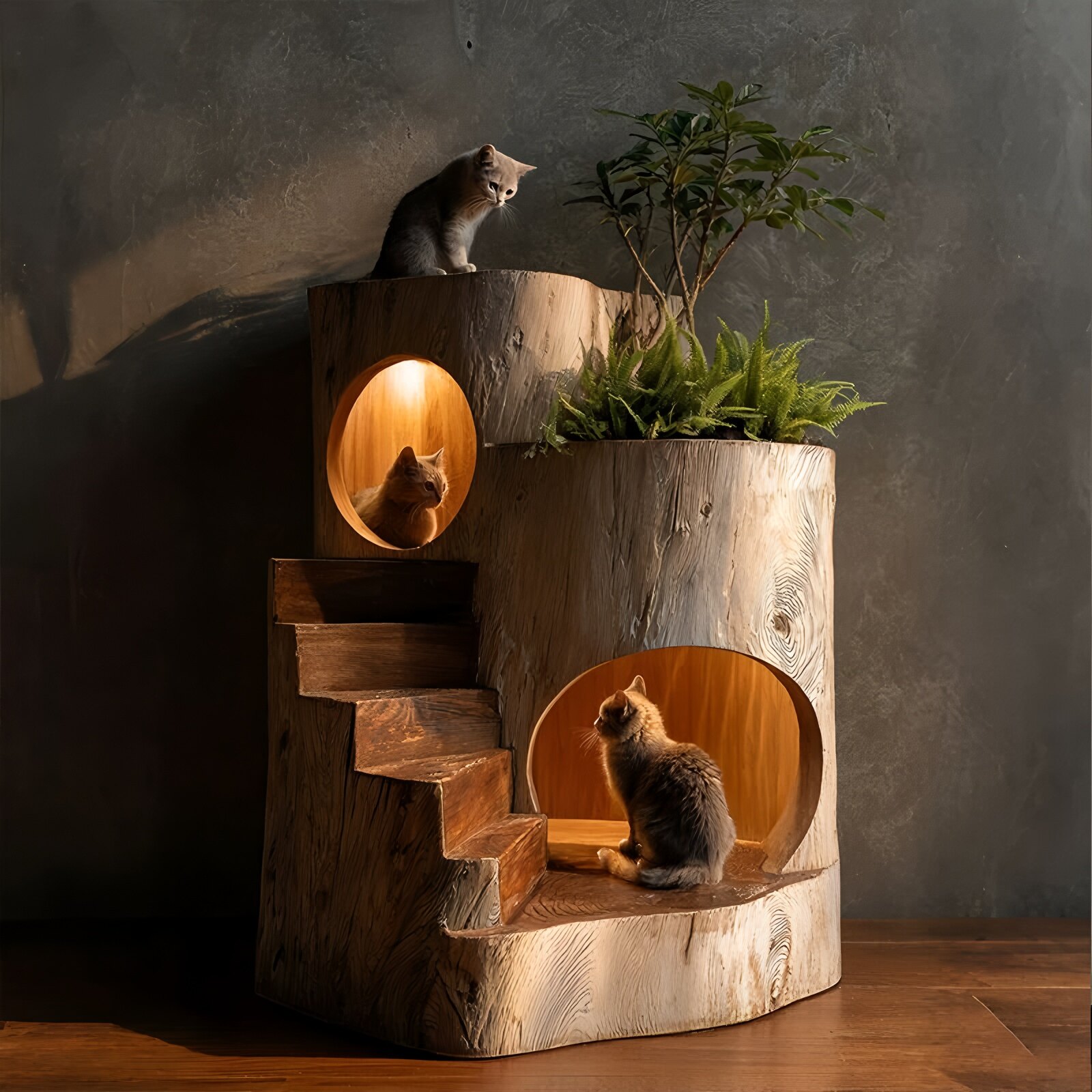 Vintage Epoxy Resin Cat Tower