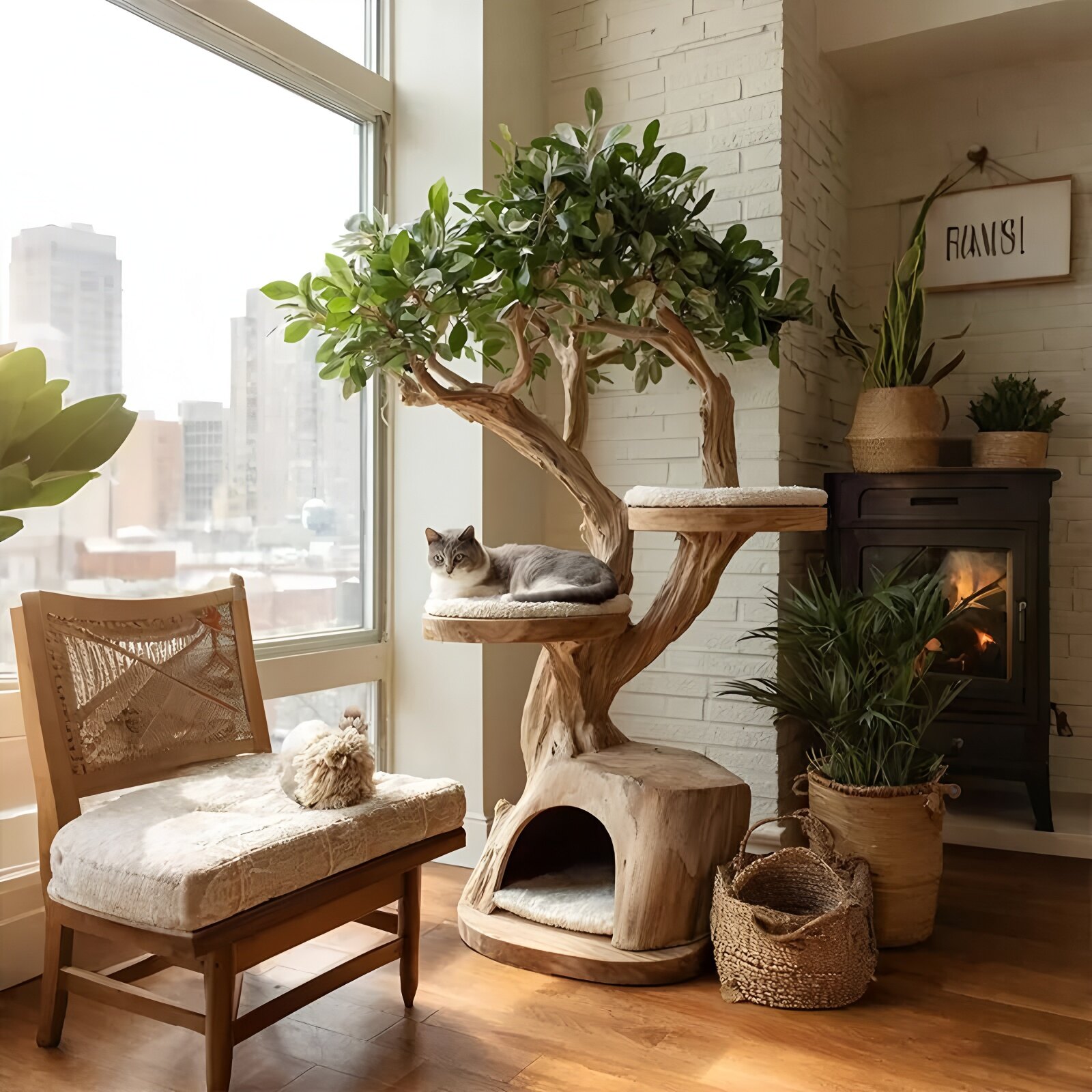 Sculptural Resin Cat Tree