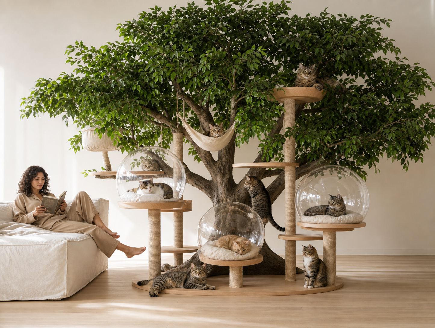 Large Tree-Shaped Cat Climbing Frame for Multiple Cats