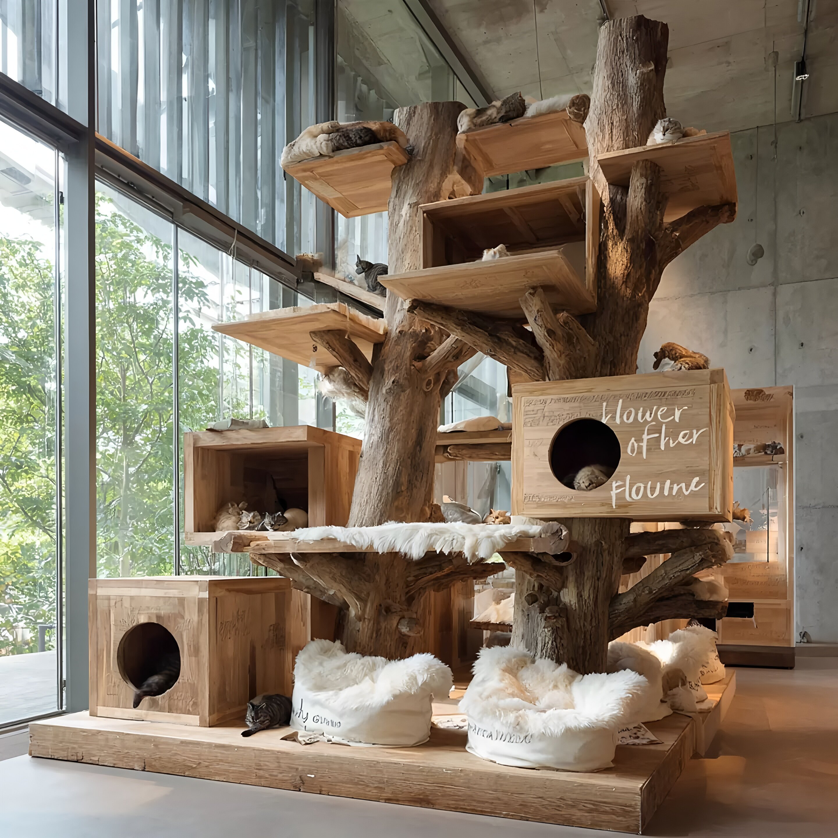 Mossy Stone Cat Tower