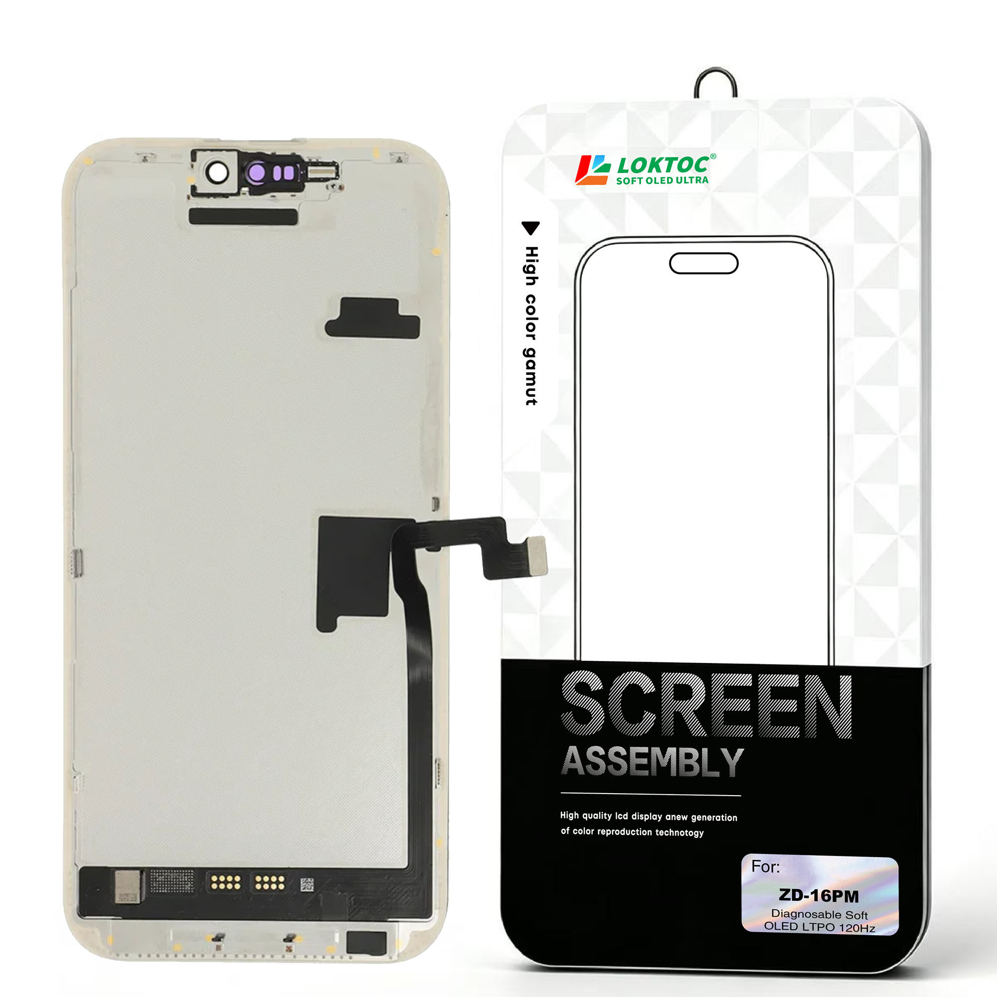 Diagnosable Soft OLED Screen Assembly for iPhone 16 Pro Max(LTPO 120Hz) OLED Screen