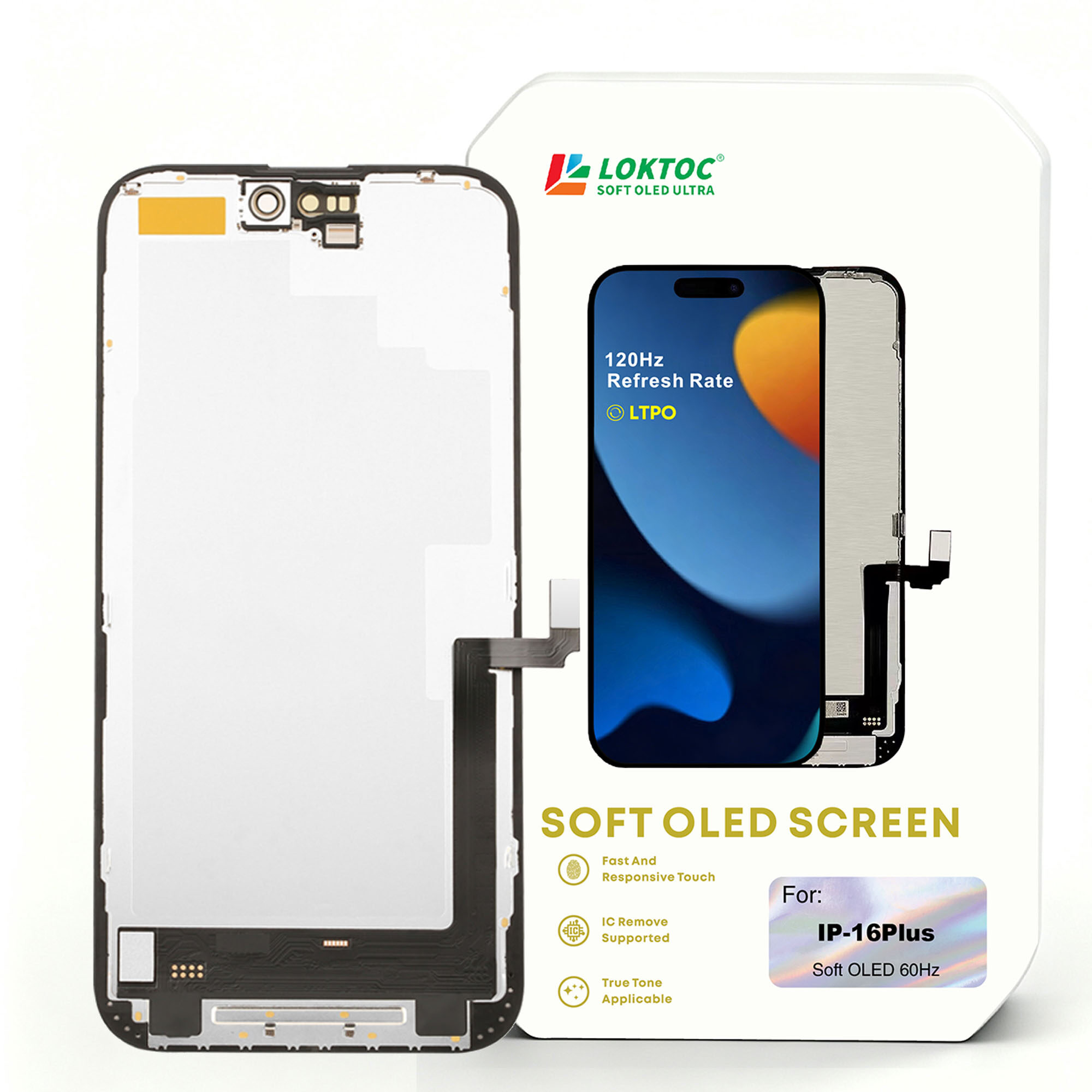 Soft OLED Screen Assembly for iPhone 16 Plus ( LTPO 1:1 ) OLED Screen