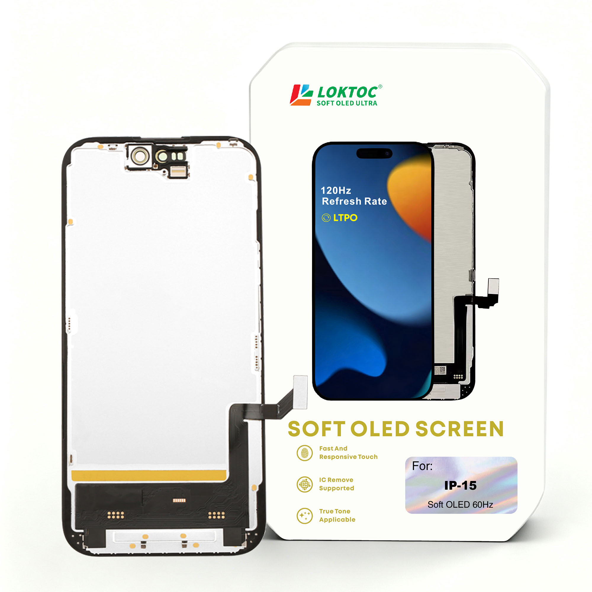 Soft OLED Screen Assembly for iPhone 15 ( LTPO 1:1 ) OLED Screen