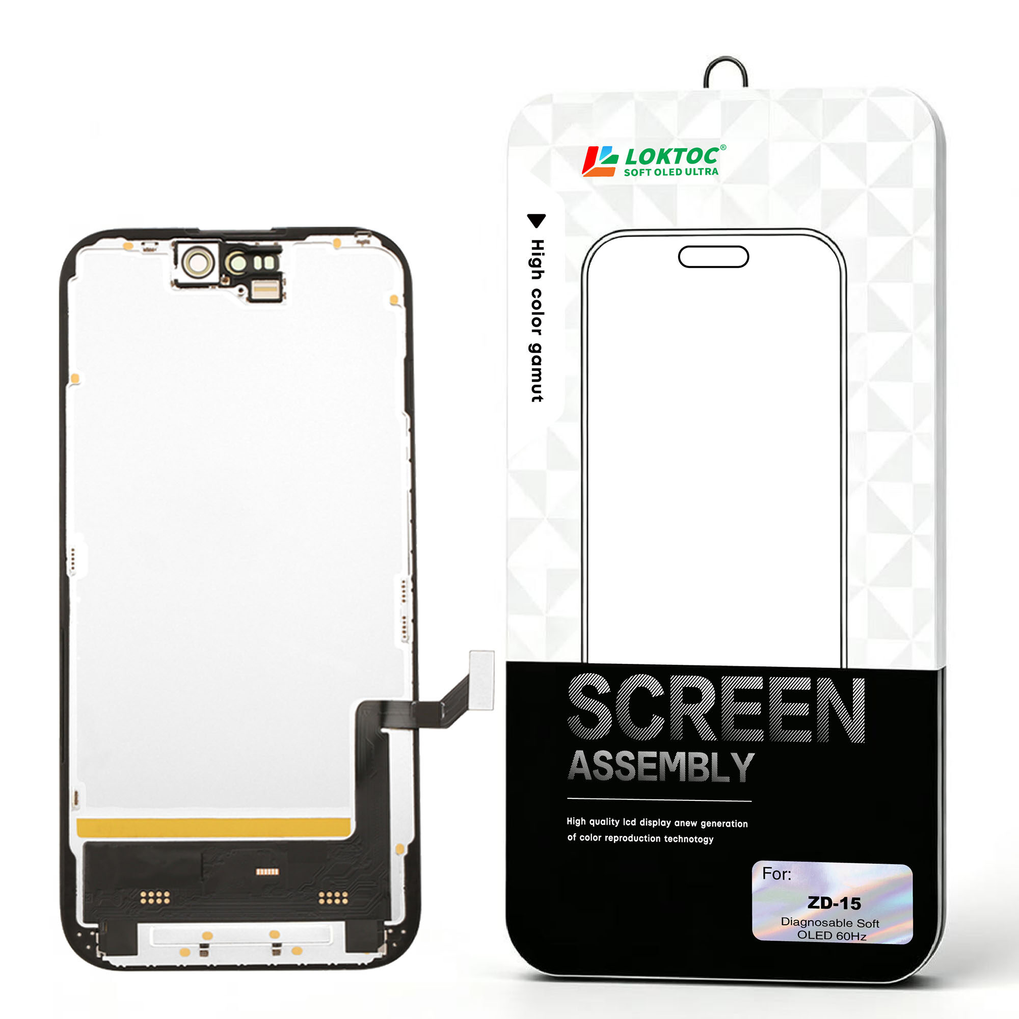 Diagnosable Soft OLED Screen Assembly for iPhone 15(Premium 60Hz) OLED Screen
