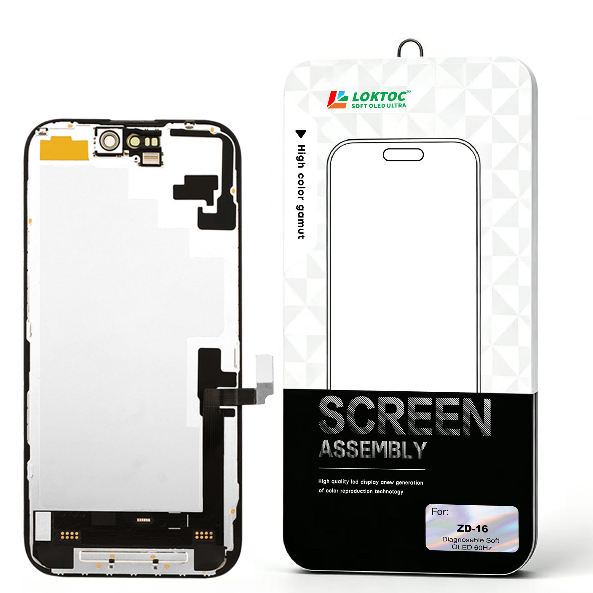 Diagnosable Soft OLED Screen Assembly for iPhone 16(Premium 60Hz) OLED Screen