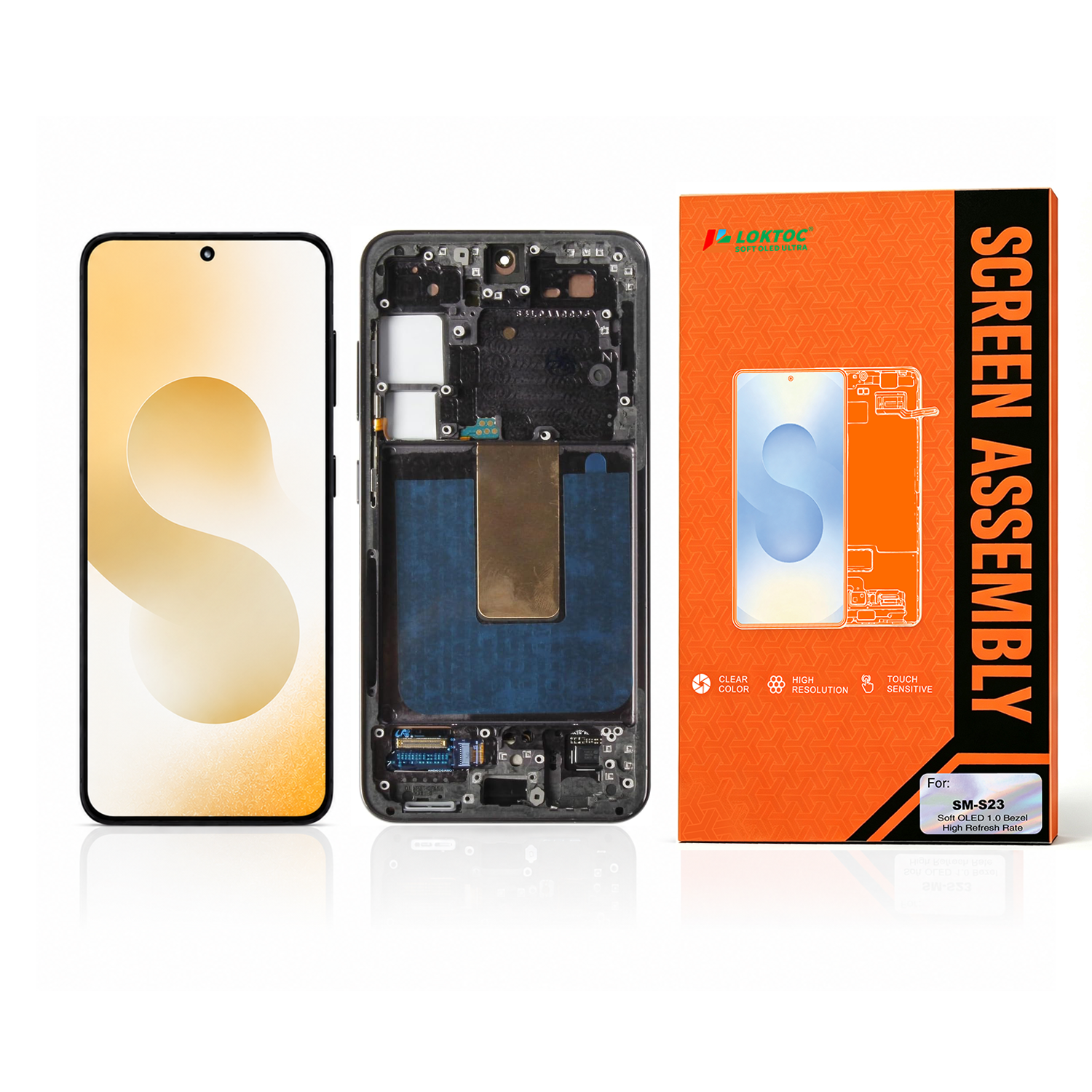 Soft OLED Screen Assembly with Frame for Samsung Galaxy S23 (High Refresh Rate,120Hz) OLED Screen
